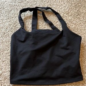 Black crop tank with built in sports bra